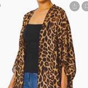 Emma & Olive sheer leopard print kimono
